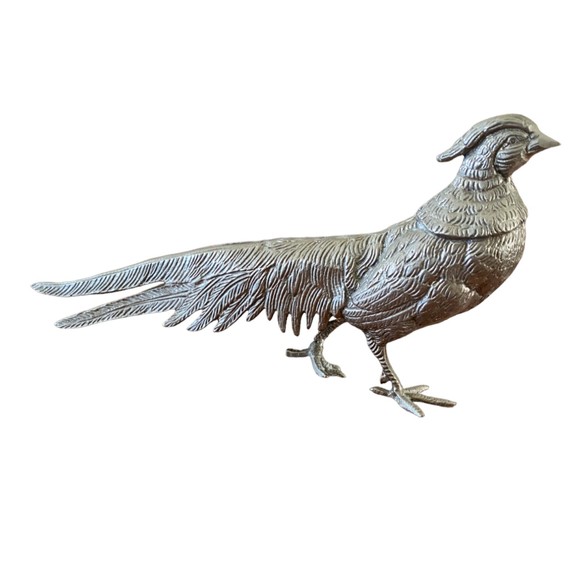 Vintage Silver Plated Pheasant Bird Figurine Menu Holder Italy